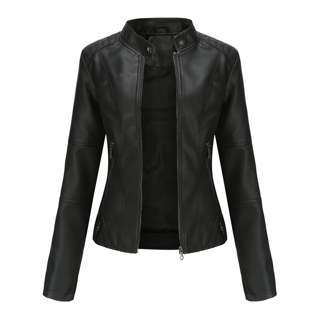 Black vintage leather-look jacket
