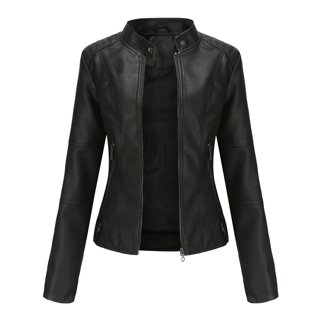 Black vintage leather-look jacket