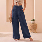 Alexandra cotton linen wide-leg pants, lifestyle shot