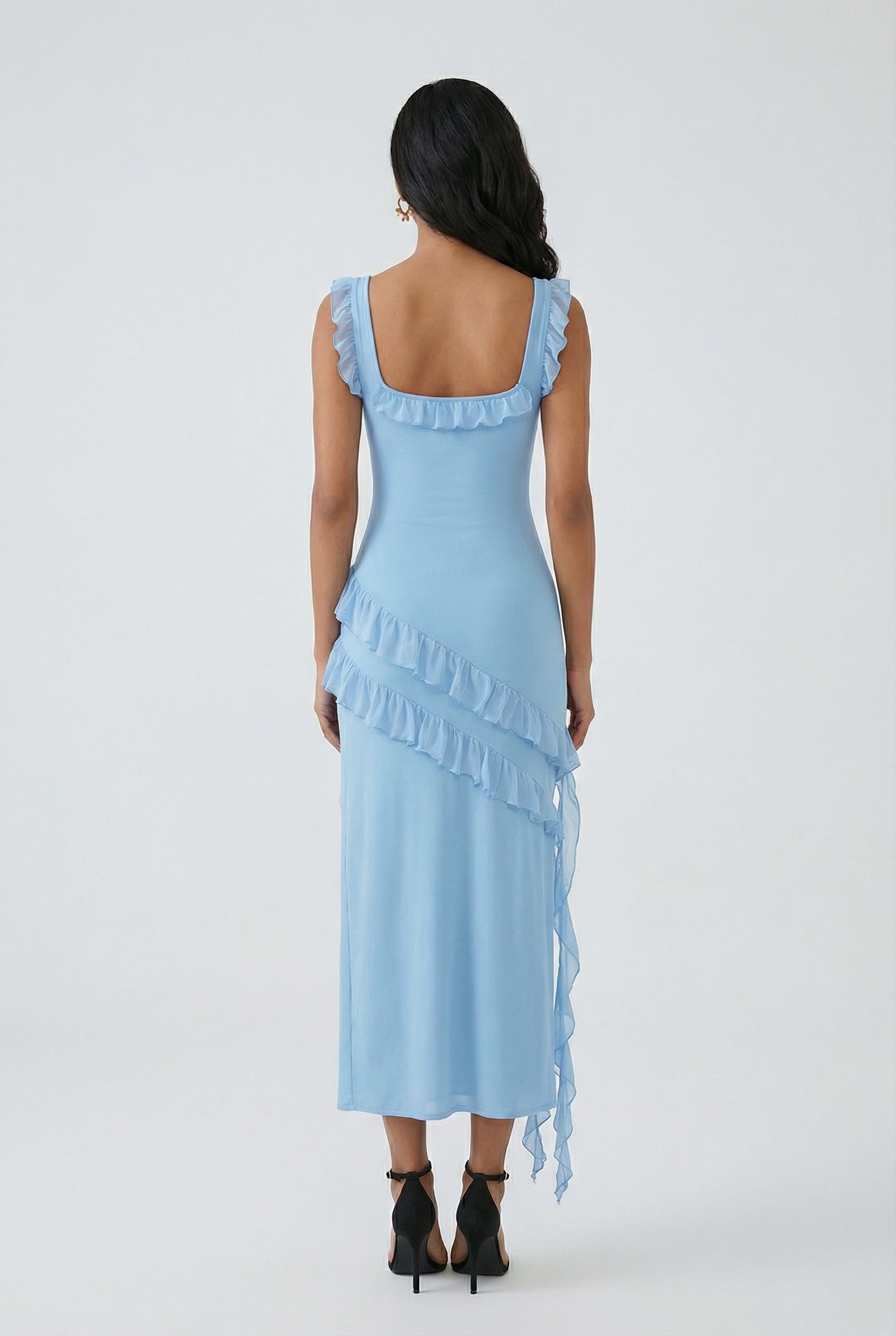 Blue High Slit Maxi Dress – Women's Summer Party Dress