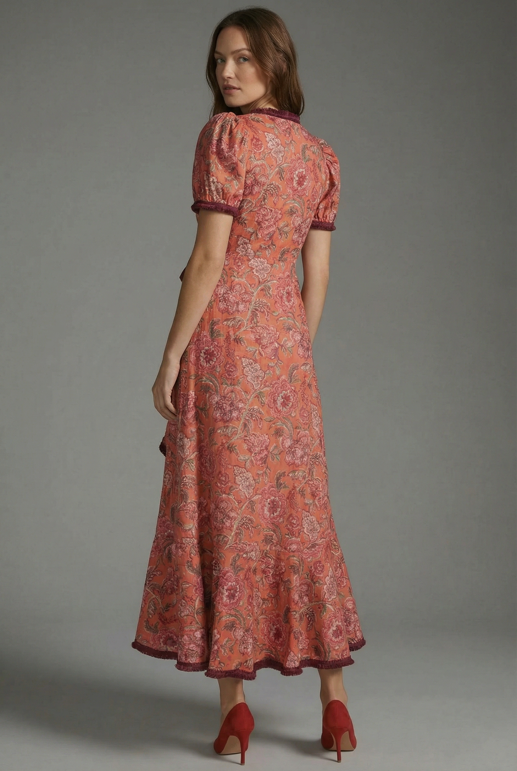 Women’s Ascot Elegant Puff Sleeve Midi Dress