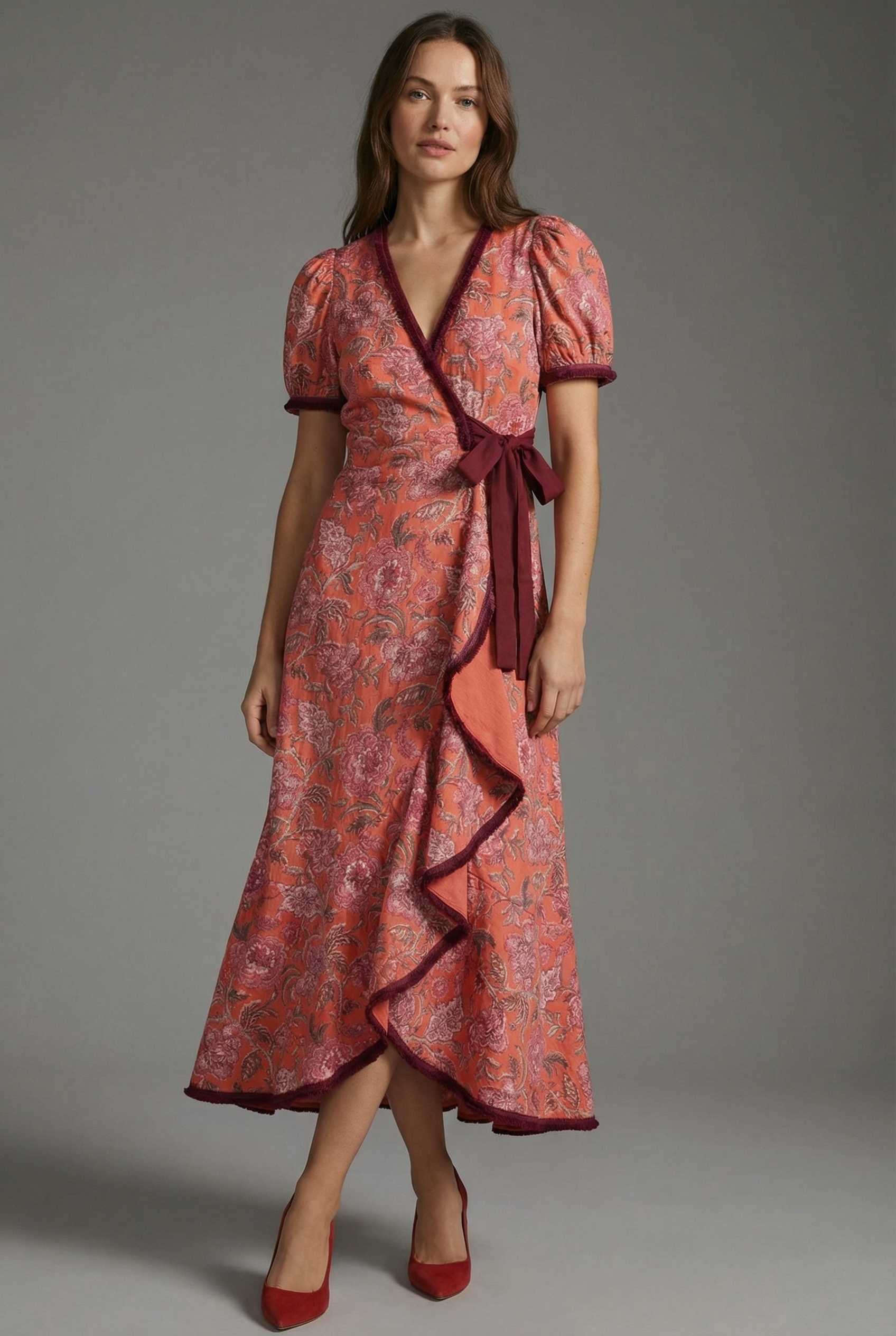 Women’s Ascot Elegant Puff Sleeve Midi Dress