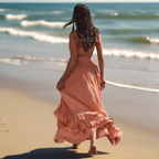 Women's Cotton Blend Ruffle A-Line Maxi Dress styled look - Boho Summer Beach Maxi Dress