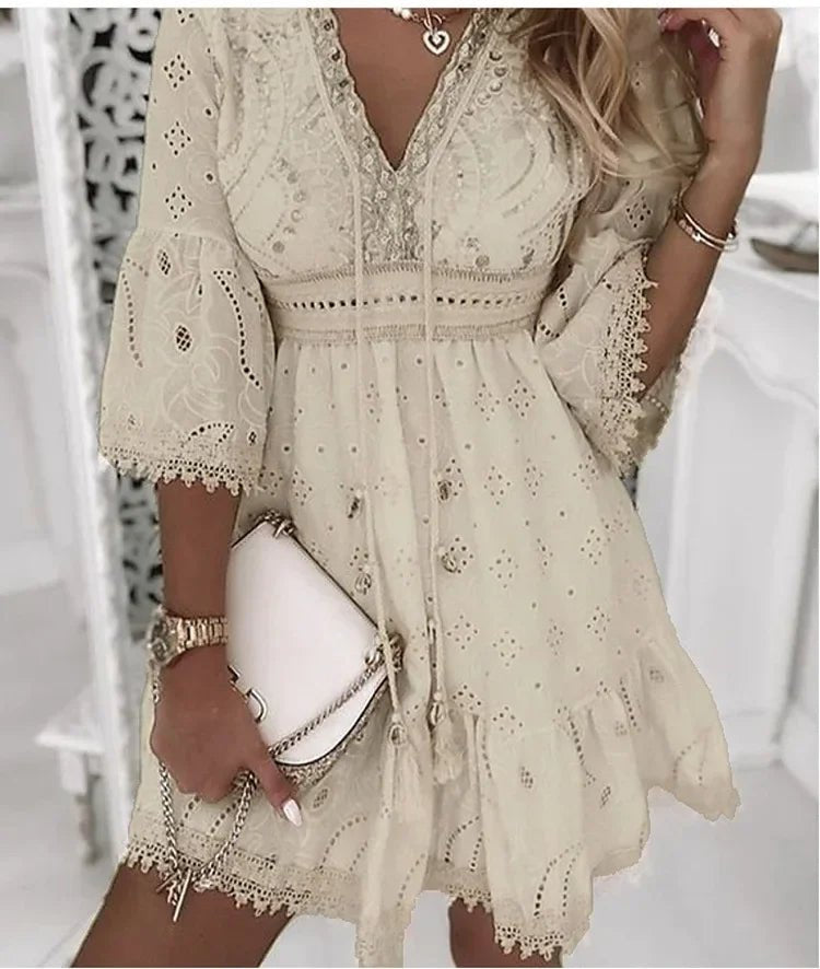 Lace bell sleeve boho dress summer | Alba Muse