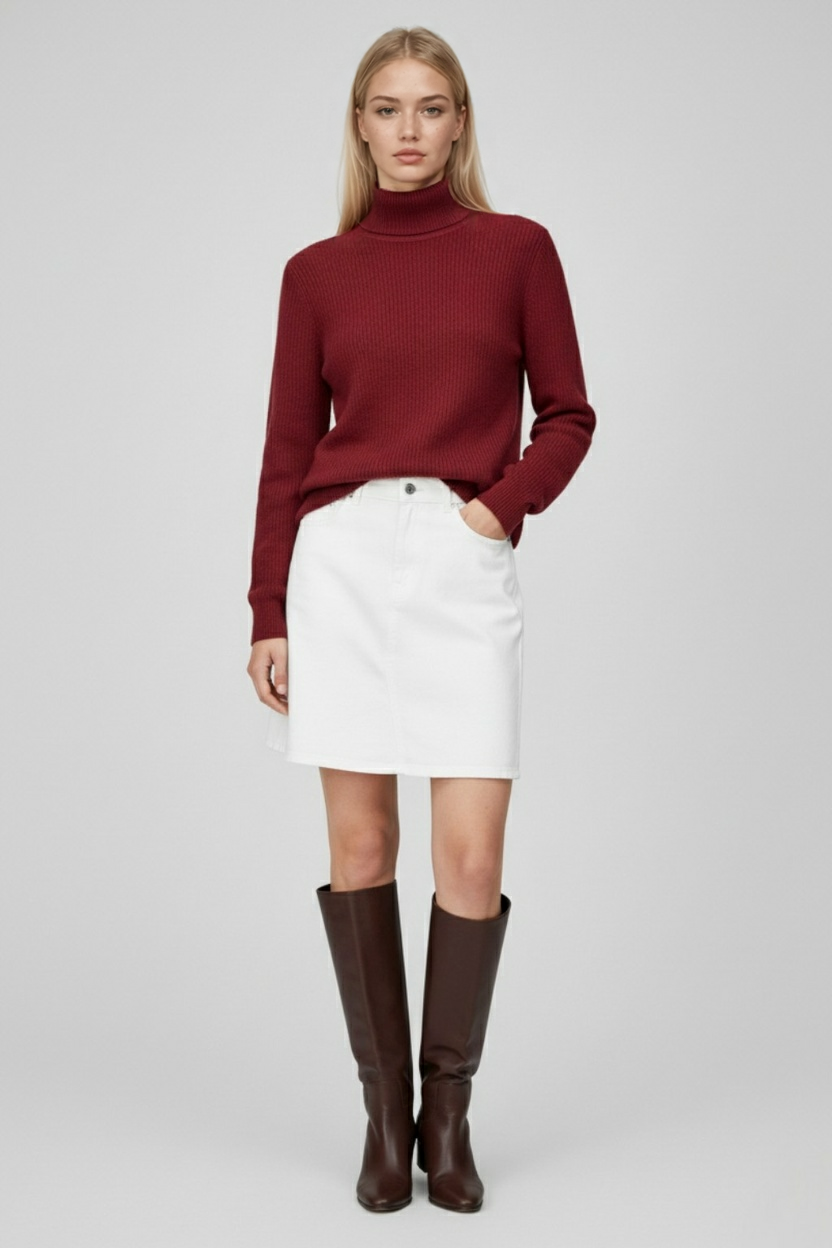 Burgundy Fleece Lined Thermal Turtleneck