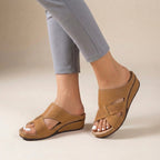 Suede cutout strap wedge sandals – women's holiday and resort shoes