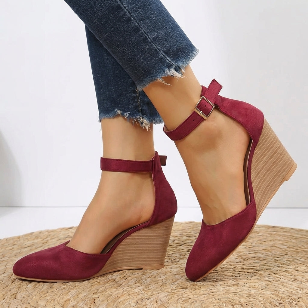 Siena Pointed-Toe Ankle Strap Wedge