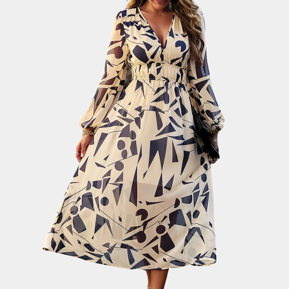 Women's floral cotton maxi dress in green for garden parties