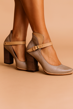 Block heel pumps back view