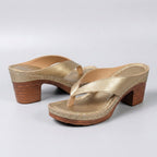 Women's platform block heel sandals – wood-effect sole and heel