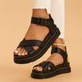 Women's strappy platform sandals top view