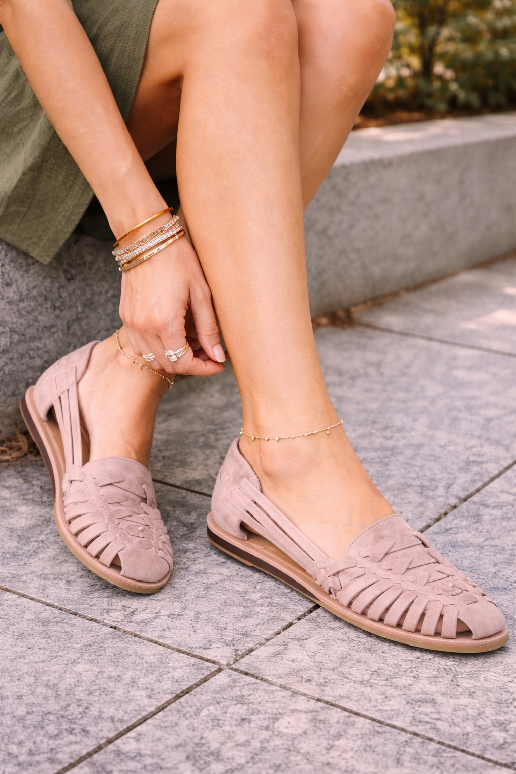 Sophie flat sandals top-down view woven detail