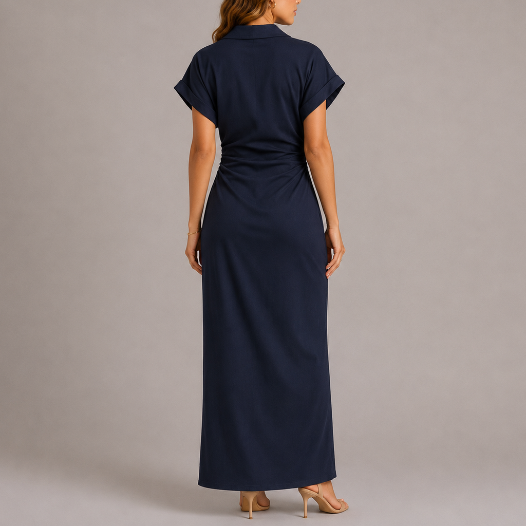 Tailored denim midi dress