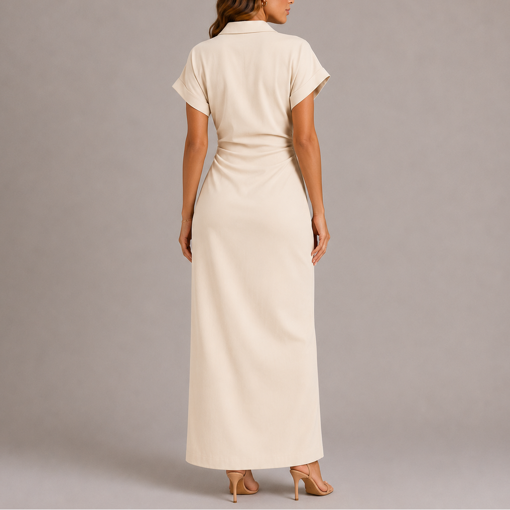 Tailored denim midi dress