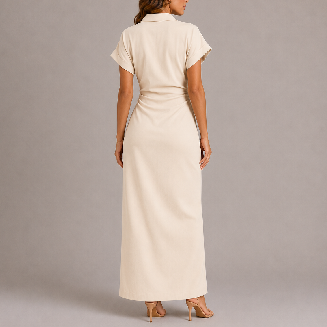 Tailored denim midi dress