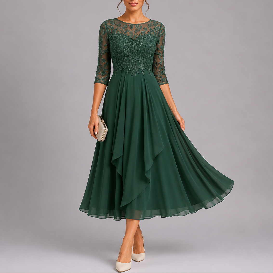 Blue embroidered lace dress