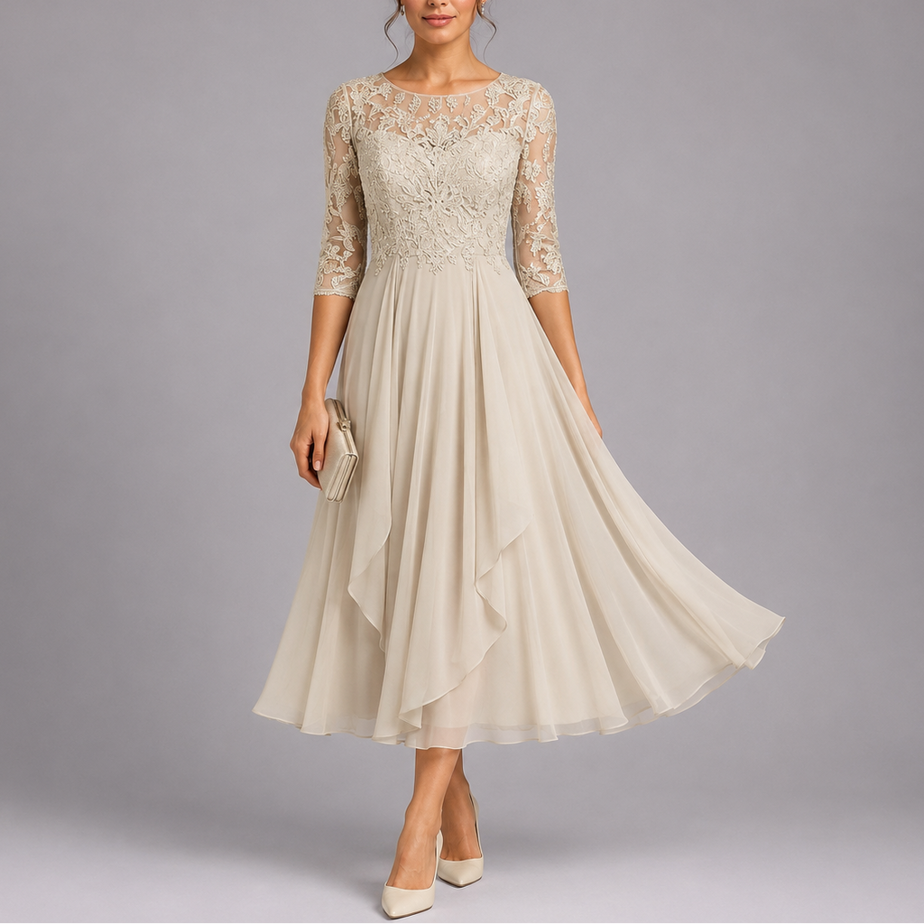 Blue embroidered lace dress