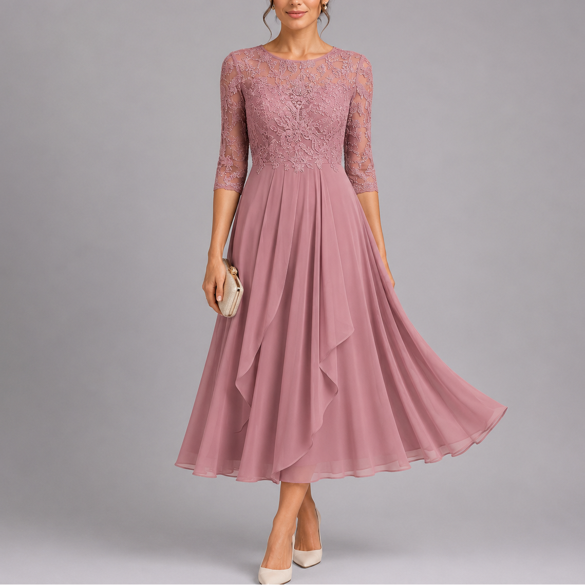 Blue embroidered lace dress