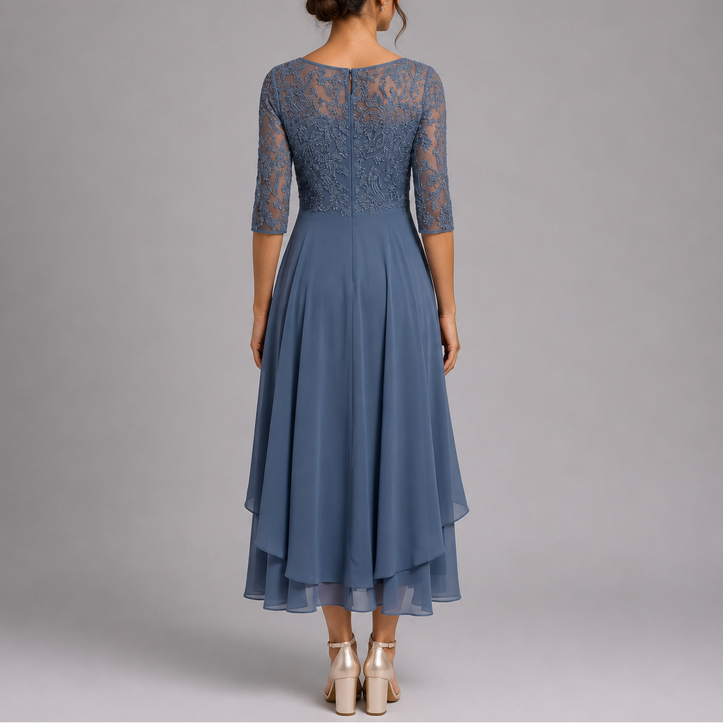 Blue embroidered lace dress