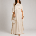 Beige Draped Cape Evening Dress, front view