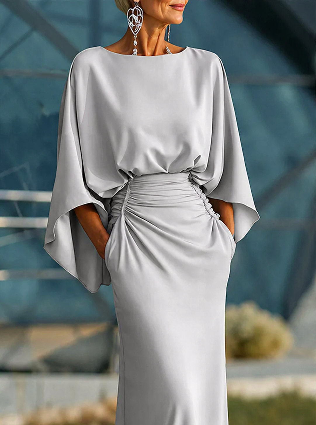 Sleeveless V-Neck A-Line Midi Dress