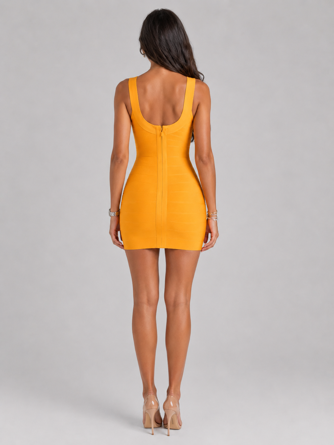 Bandage Bodycon Cocktail Mini Dress with Scoop Neck