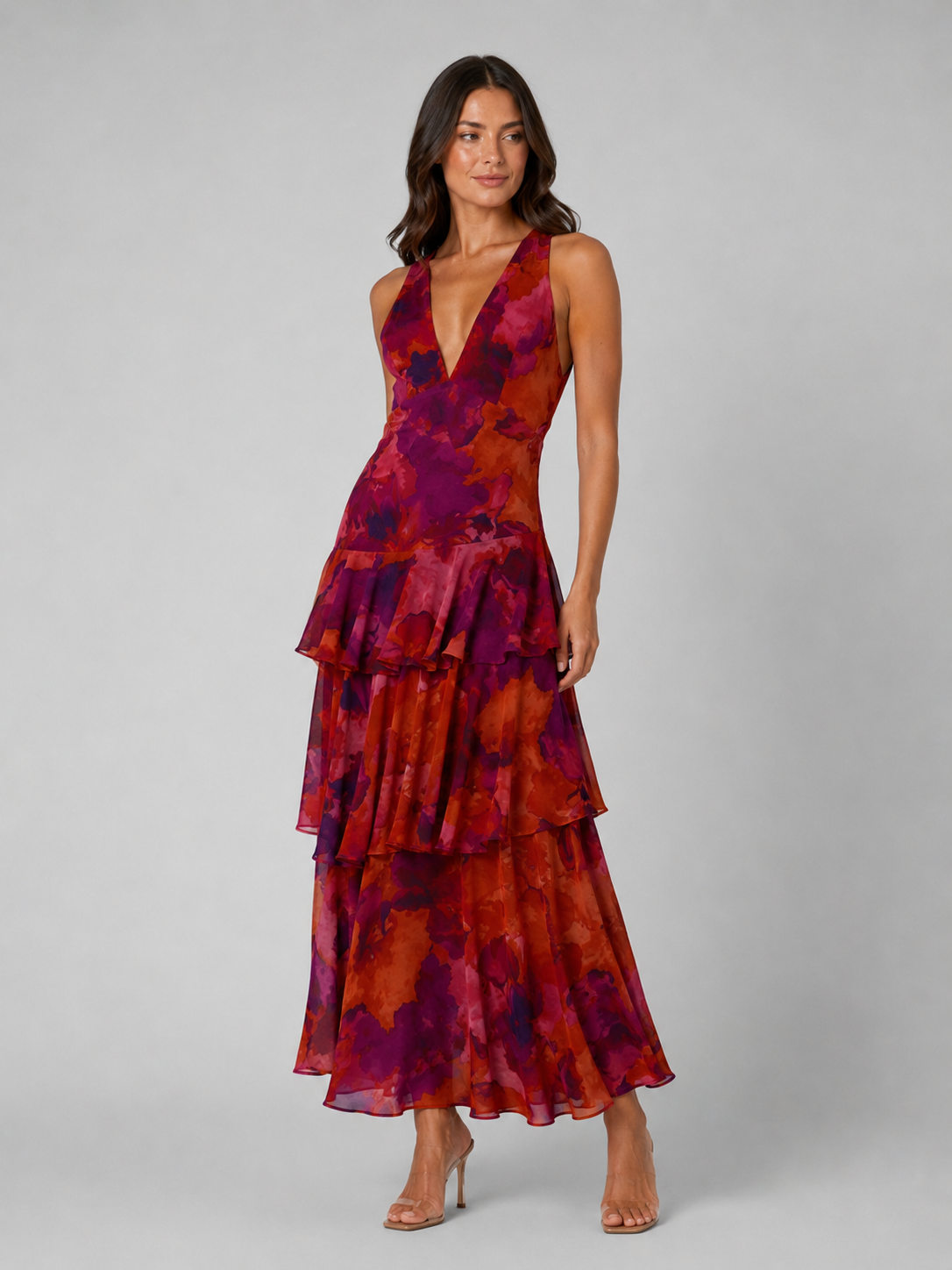 Tiered ruffle maxi dress full length | Alba Muse