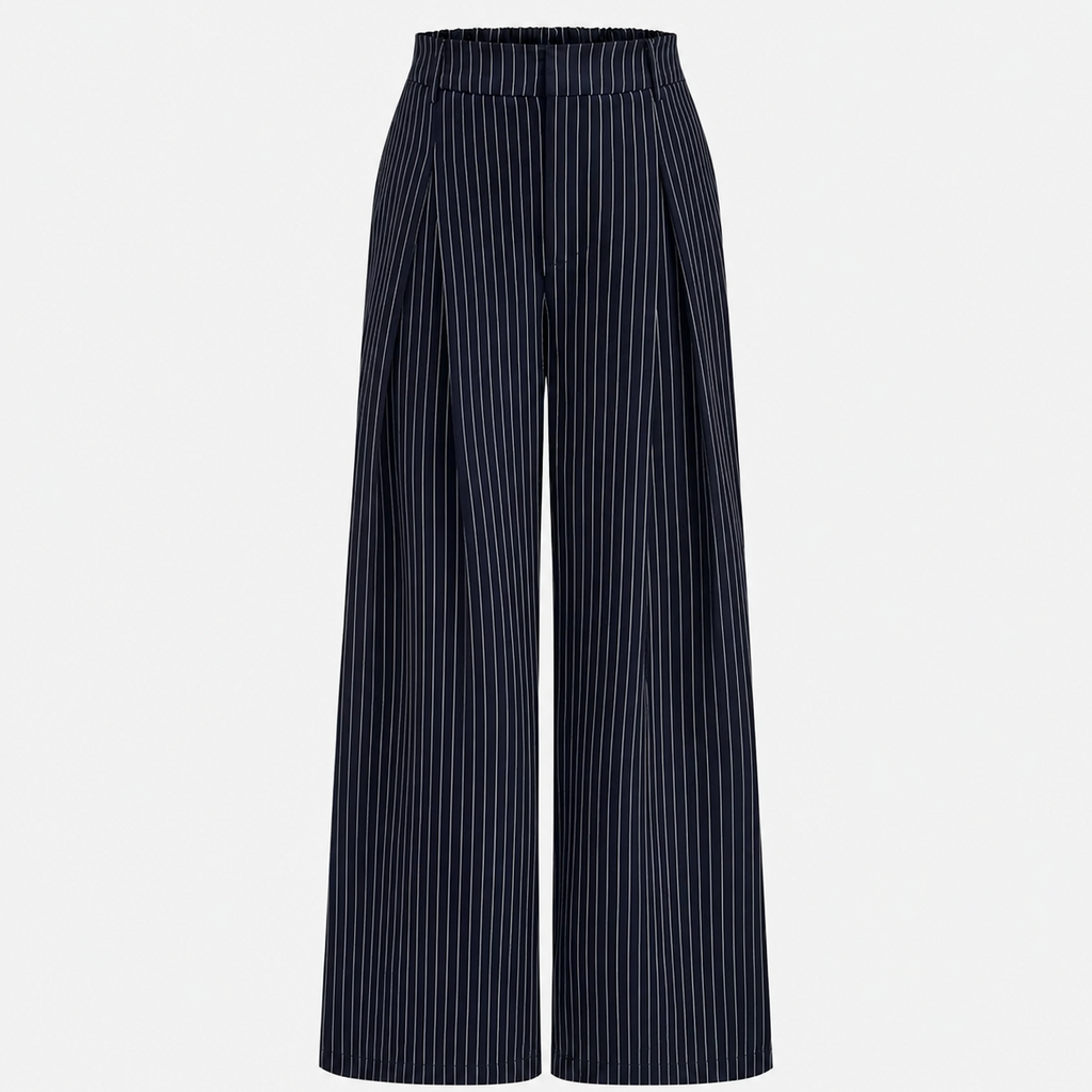 Pinstripe Wrap Top & Wide-Leg Trousers Co-ord Set
