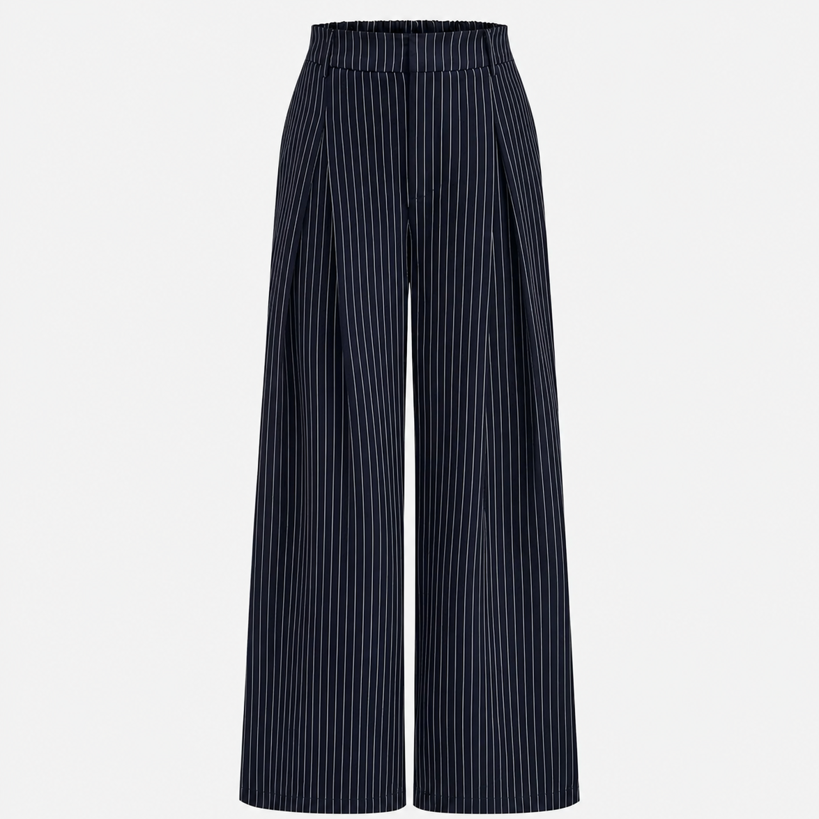 Pinstripe Wrap Top & Wide-Leg Trousers Co-ord Set