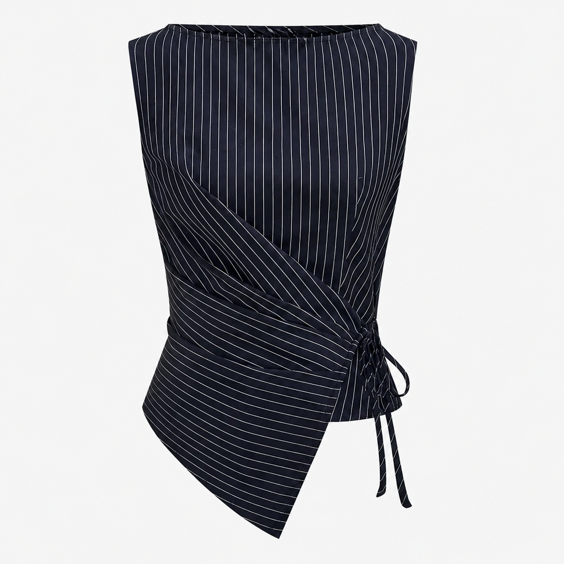Pinstripe Wrap Top & Wide-Leg Trousers Co-ord Set