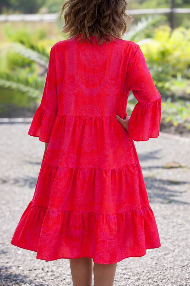 Women's loose fit tiered boho midi dress summer holiday | Alba Muse