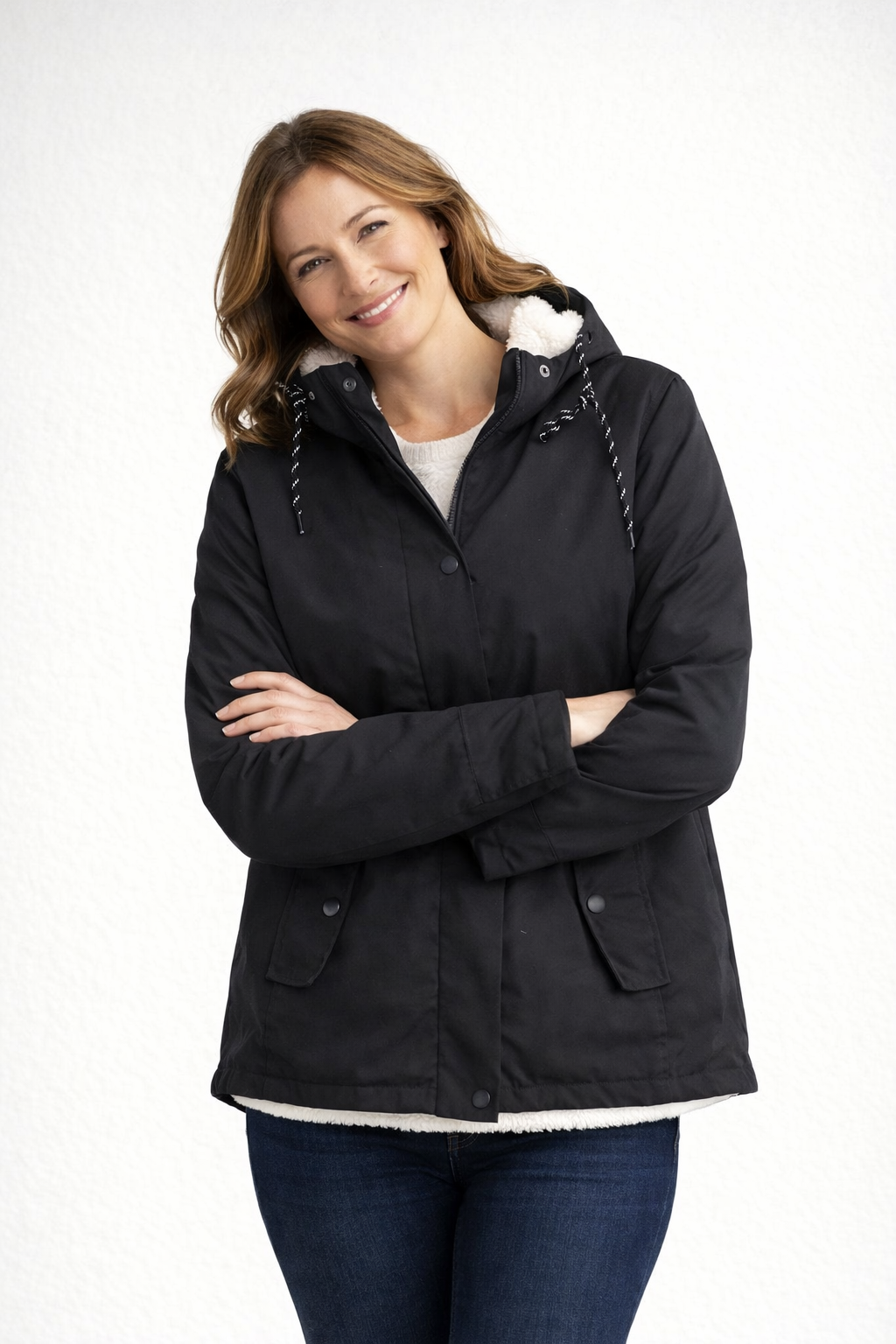 Grey Fleece-Lined Hooded Jacket