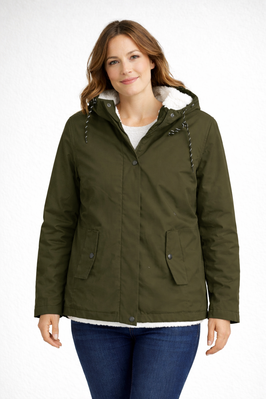Green Fleece-Lined Hooded Jacket