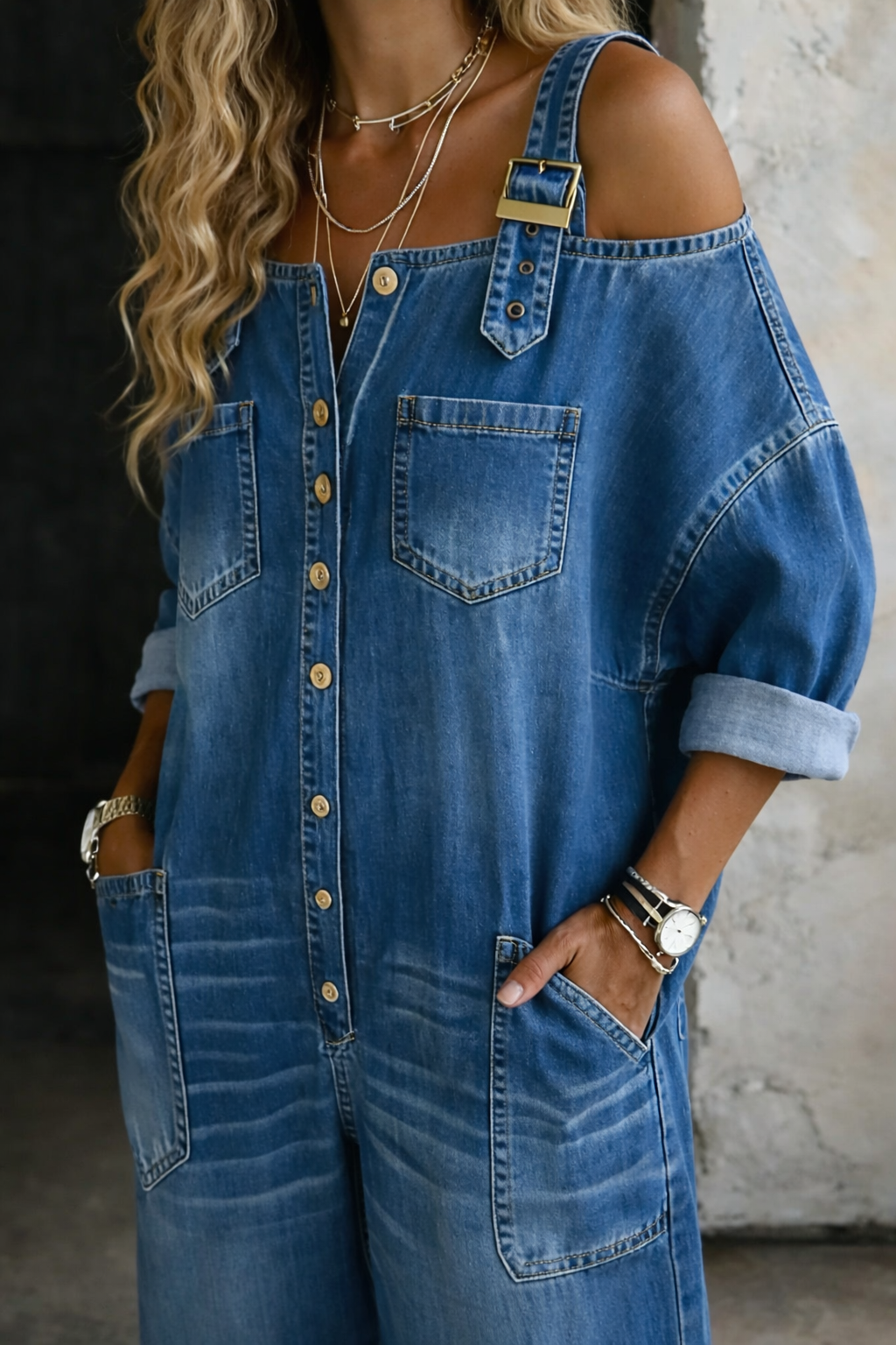 Wide leg jumpsuit off-shoulder summer | Alba Muse