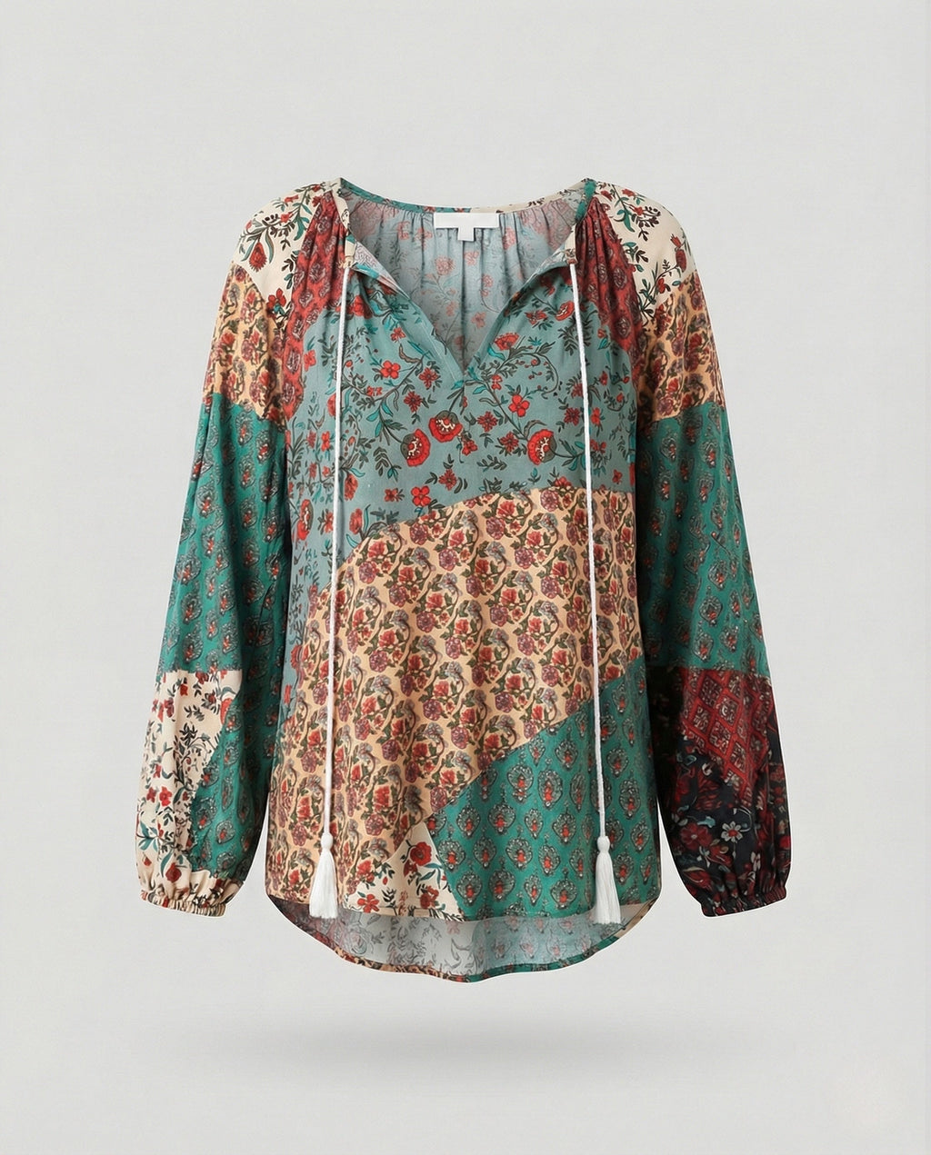 Patchwork blouse back detail view