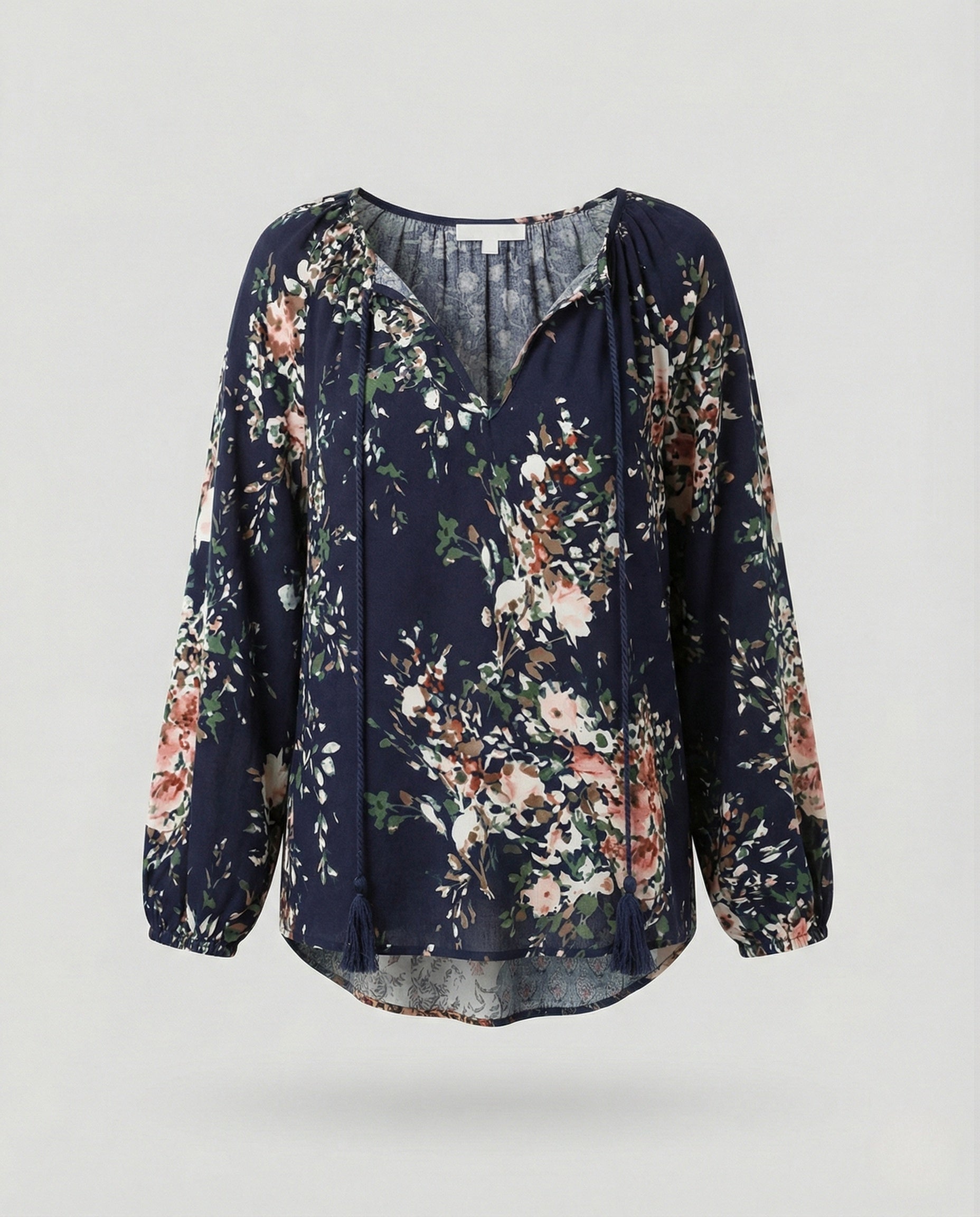 Clara patchwork blouse full length rear view