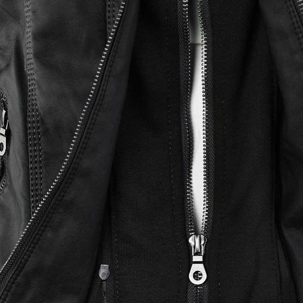 Black faux leather hooded Jacket