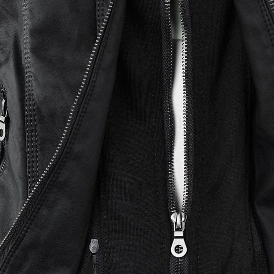 Black faux leather hooded Jacket