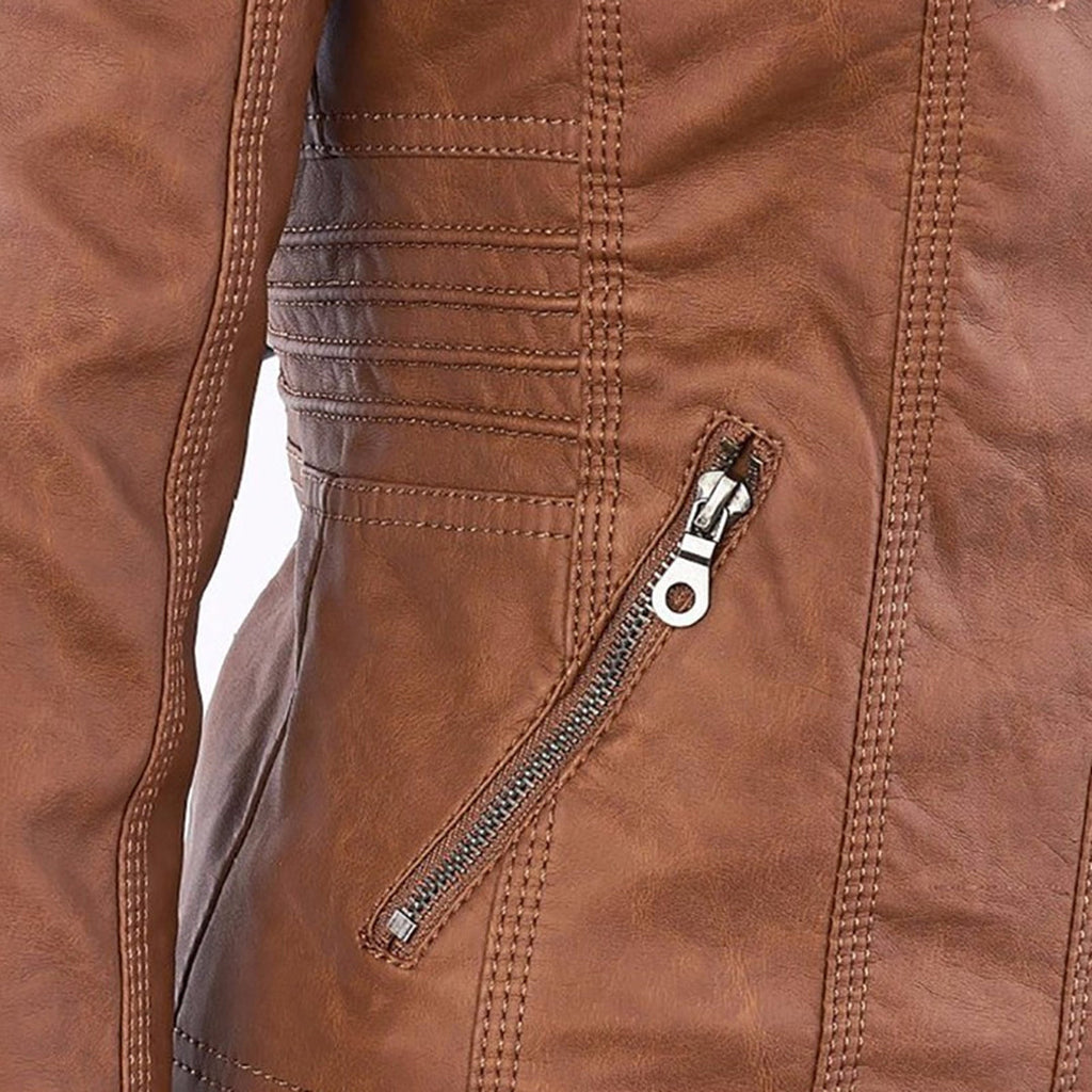 Black faux leather hooded Jacket