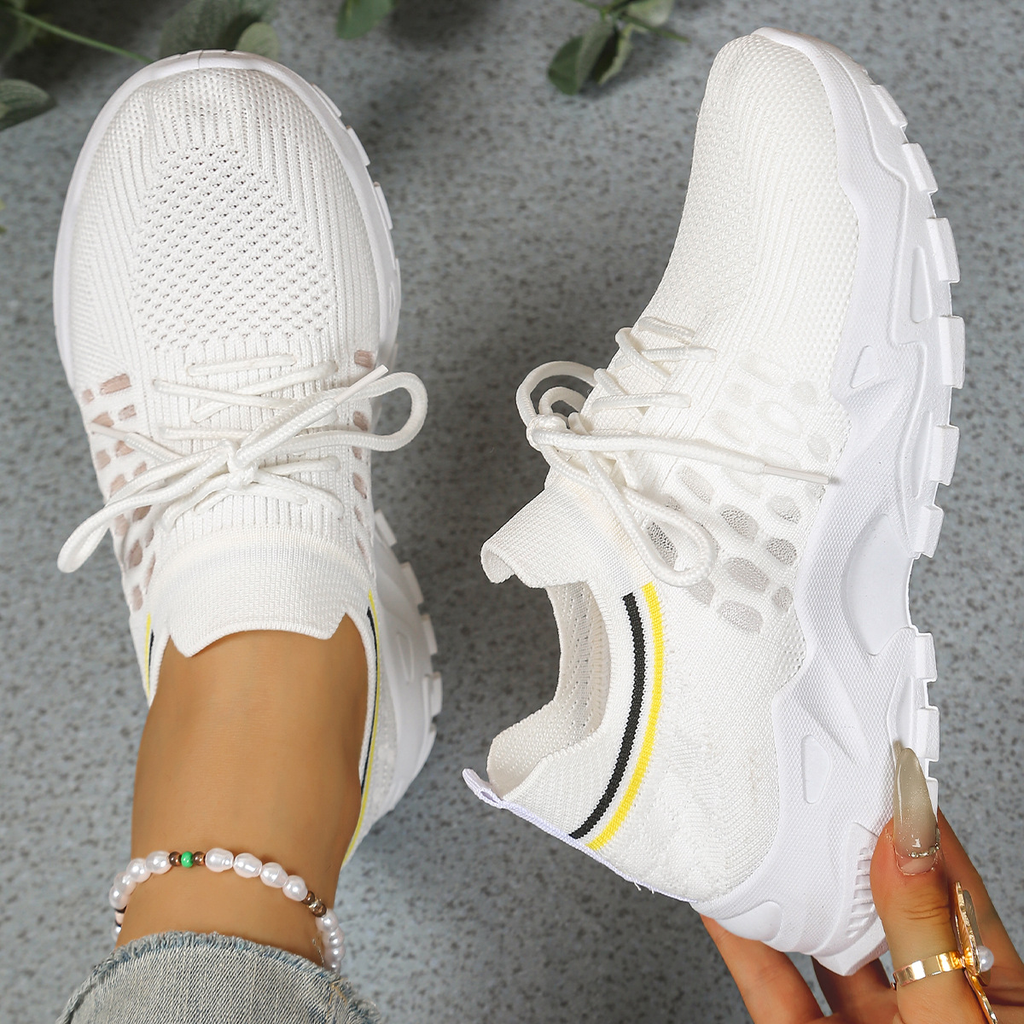 Sneakers top-down view cushioned footbed
