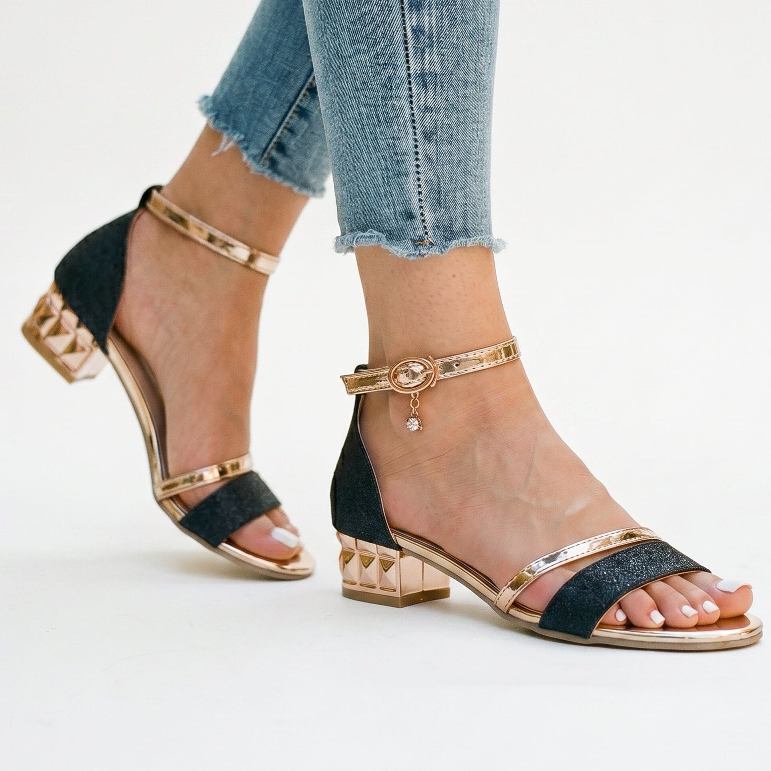 Women's orthopaedic block heel sandals, front view