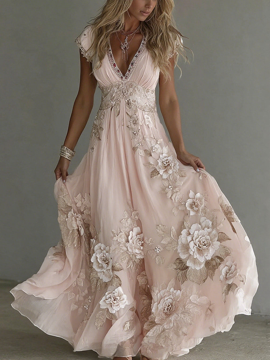 Vintage boho dress full length back view