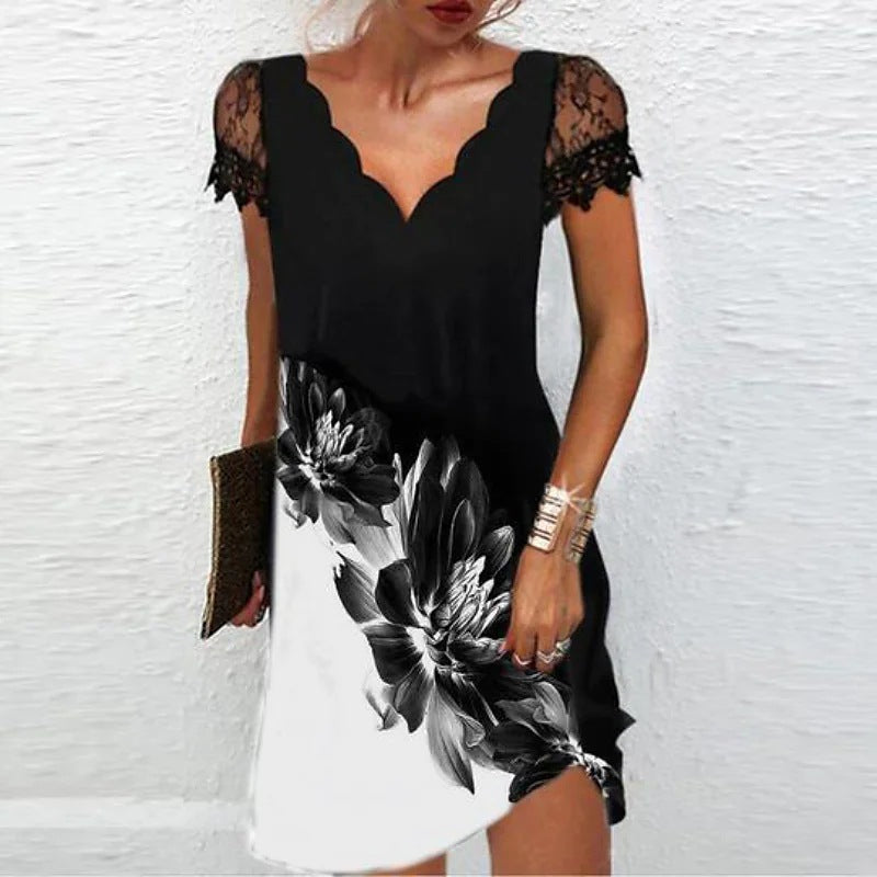 Stylish Evening Dress Scalloped Neckline Lace | Alba Muse