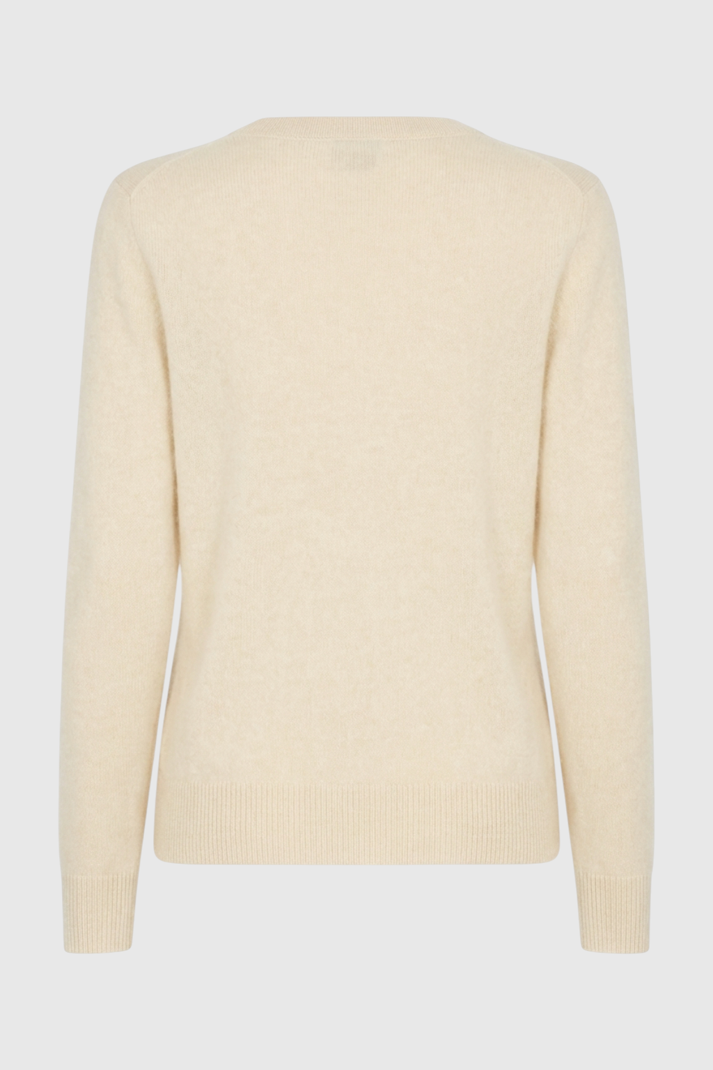 Women's Beige Merino Wool V-Neck Sweater