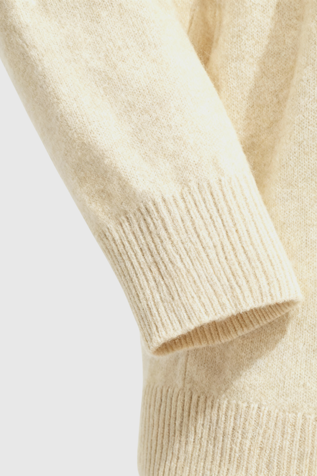 Women's Beige Merino Wool V-Neck Sweater
