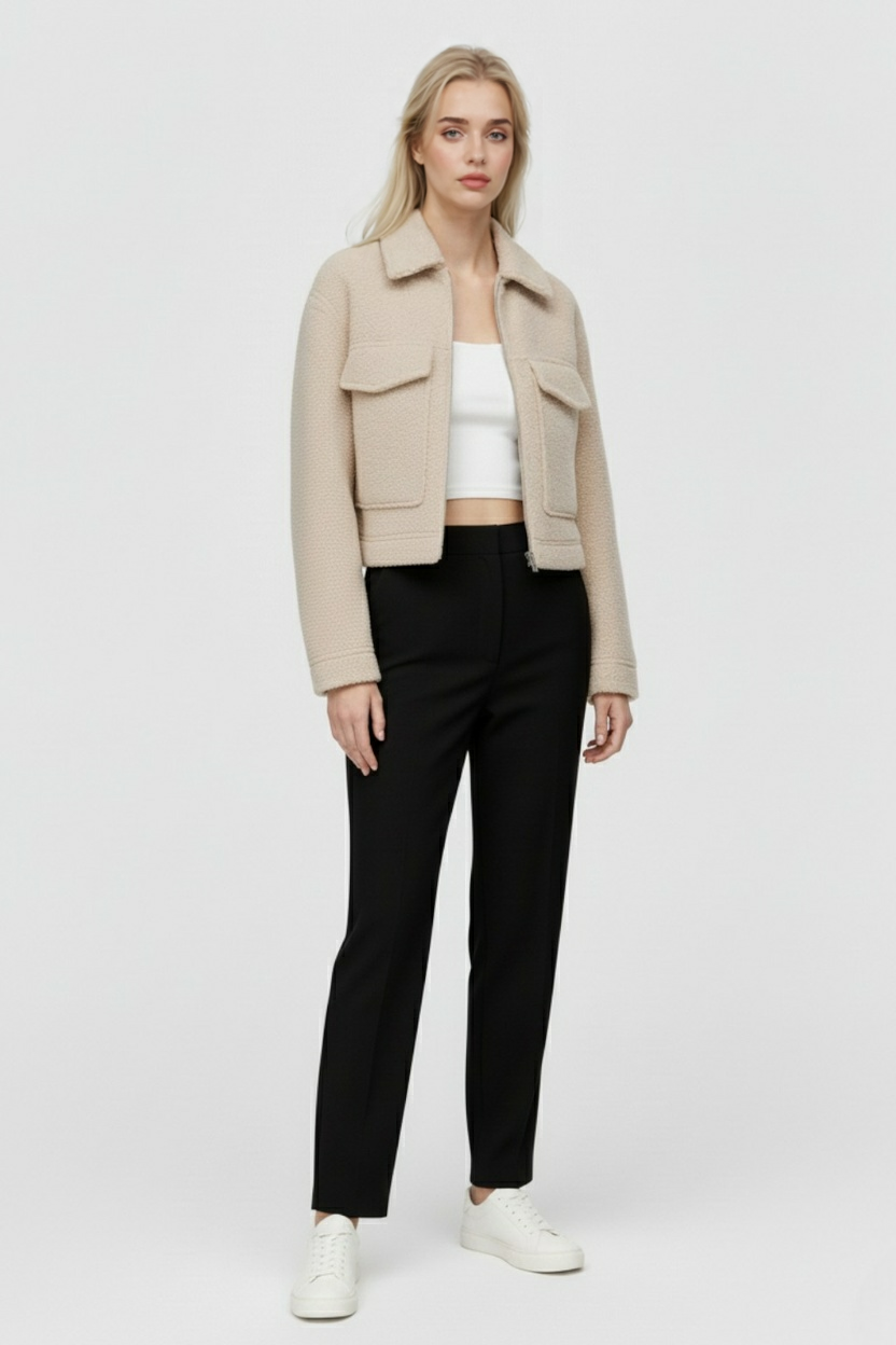 Women's Beige Zip Jacket