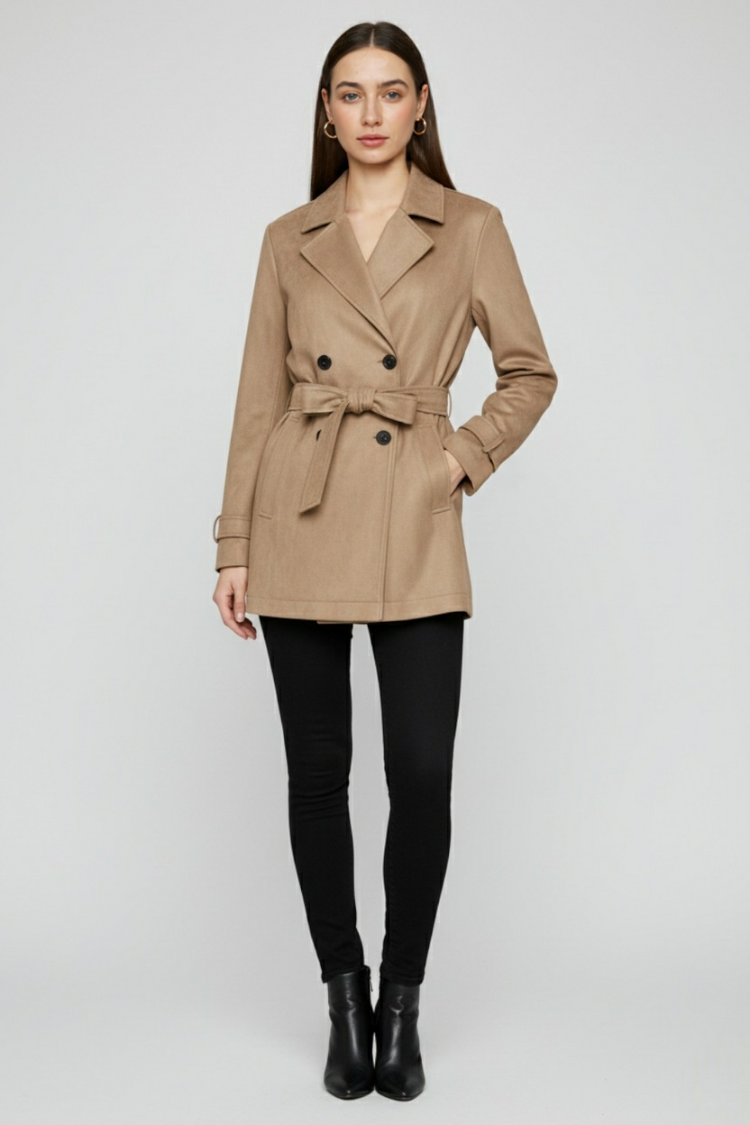 Women's Brown Coat With Belt