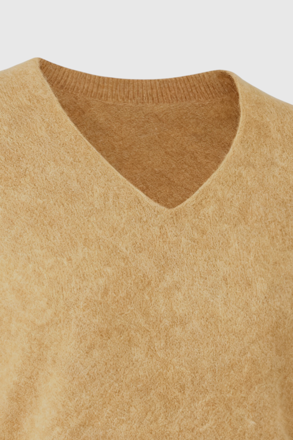 Women's Brown Merino Wool V-Neck Sweater
