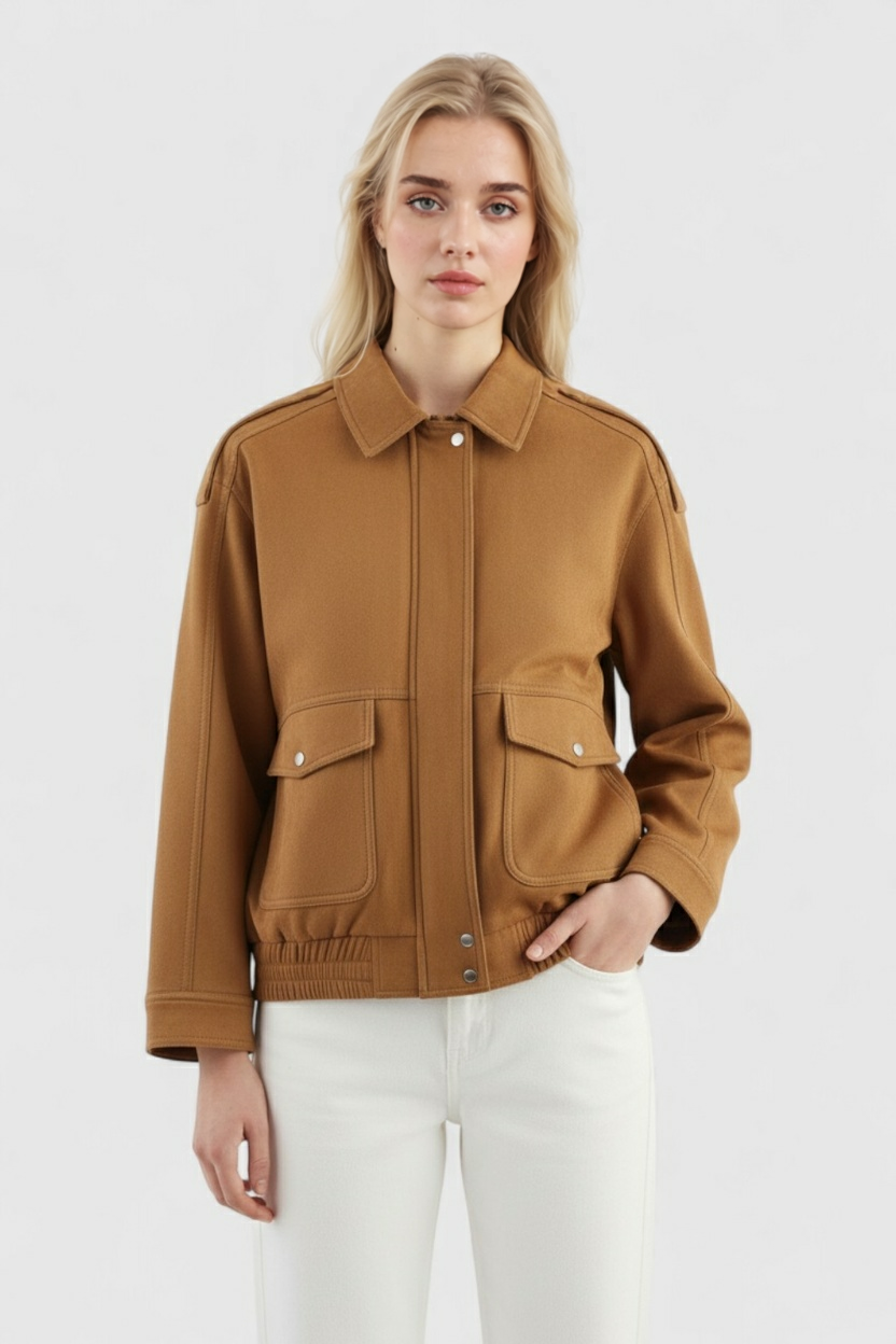 Women's Brown Suede Bomber Jacket