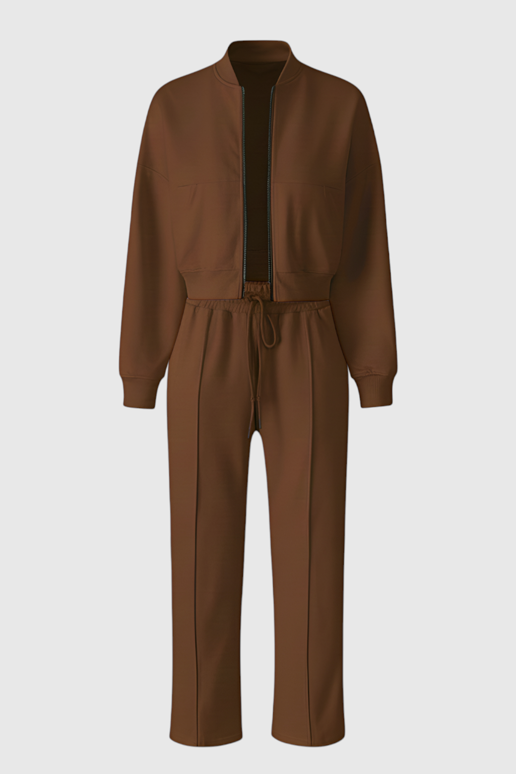 Women's Casual Brown Sweatshirt Pants Set